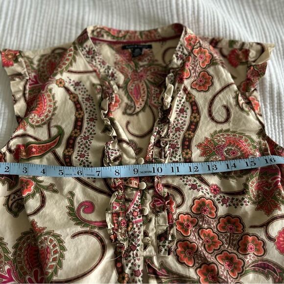 Tommy Hilfiger Women’s Paisley Red Sleeveless Ruffled Top Size Small 100% Cotton - Picture 8 of 10
